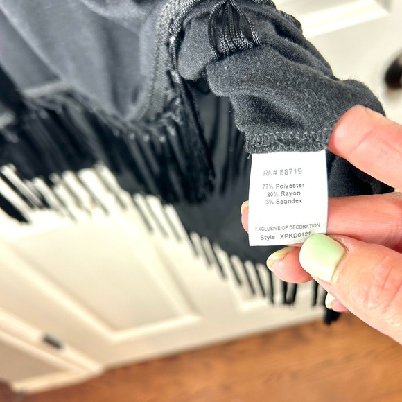 Women’s Black Y2K Fringe Beaded Whimsigoth Witchy Summer Vacation Dress Size L - Picture 6 of 7